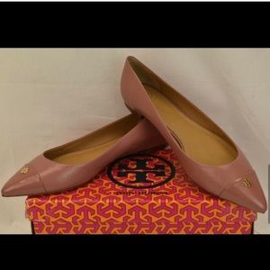 New Tory Burch Pink Fairford Glossy Flats